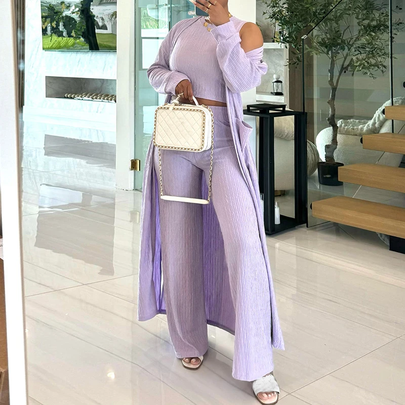 Комплект из трех предметов Женский пикантный однотонный топ с круглым вырезом