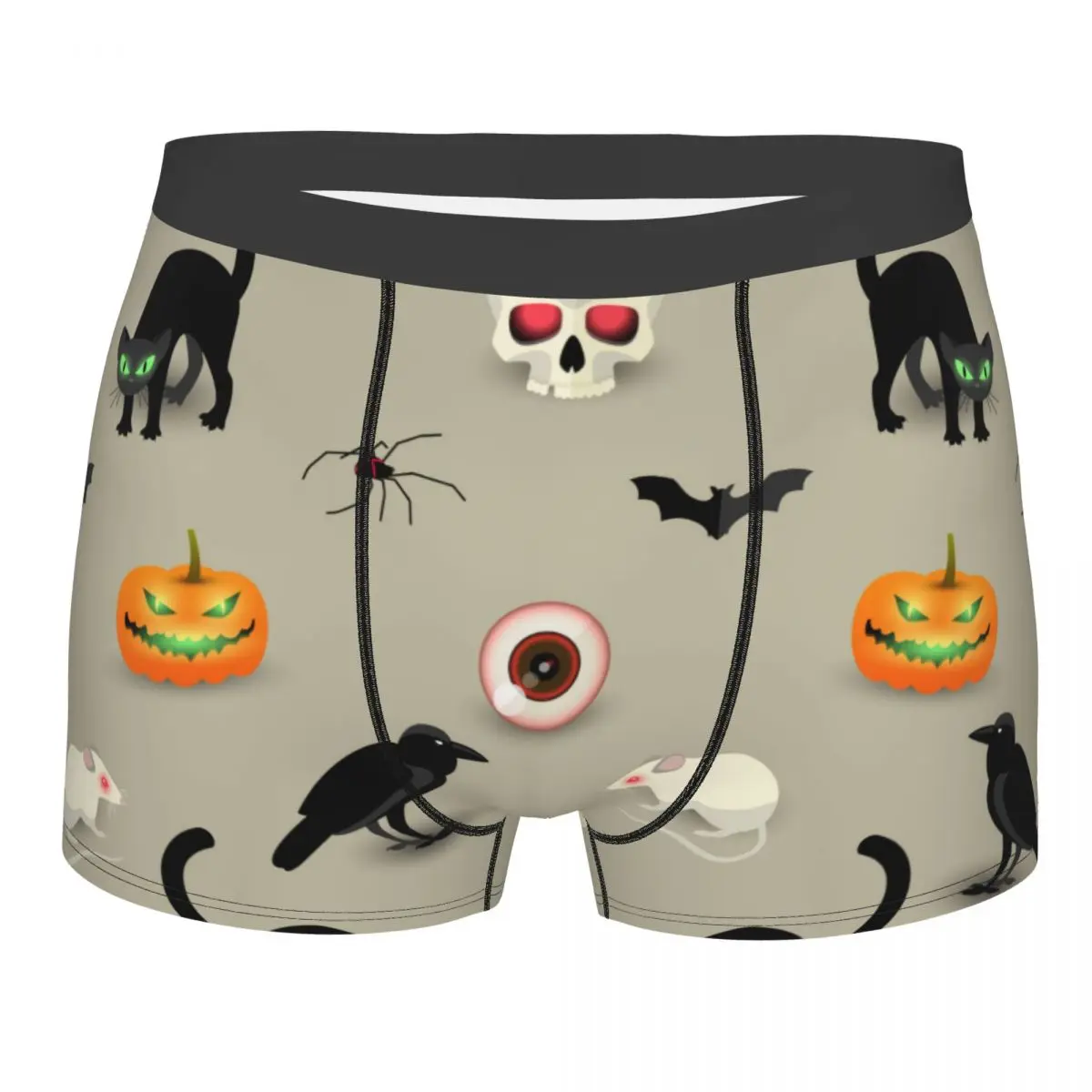 

Boxer Men Underpants Traditional Skull Cat Raven Men's Panties Shorts Breathable Mens Underwear Briefs Sexy Boxers