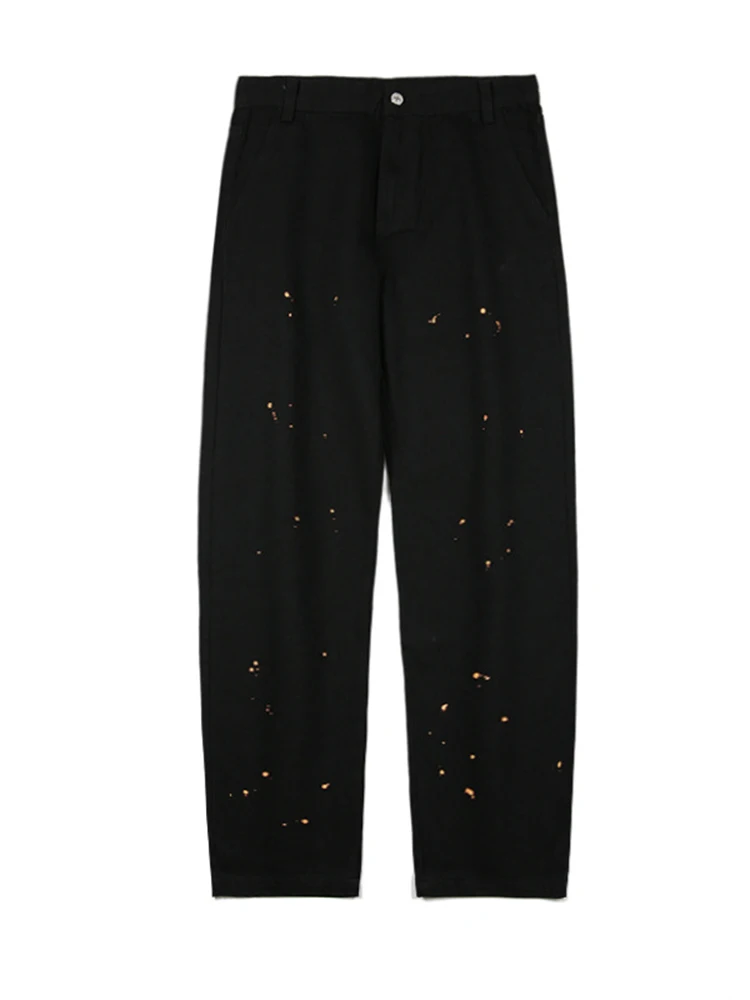 Men's Street Clothing: Black Loose Jeans with Retro Pattern and Casual Straight Cut | Stylish and Comfortable Y2K Baggy Pants