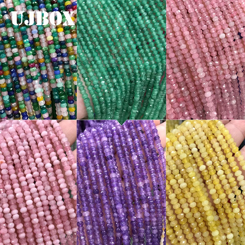 

3*4mm Natural Stone Beads Faceted Multicolor Tourmaline Agates Emeralded Loose Spacer Beads for Jewelry Making DIY Accessories