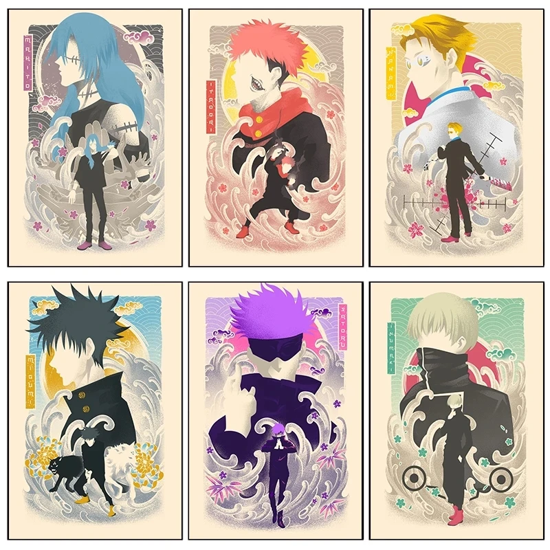 

Japan Adventure Anime Home Decor Vintage Poster Jujutsu Kaisen Prints Canvas Fushiguro Megumi Painting Wall Art Modular Pictures