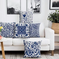elife blue and white porcelain pattern pillow case polyester cotton 4545cm decorative cushion cover home decor sofa pillowcase