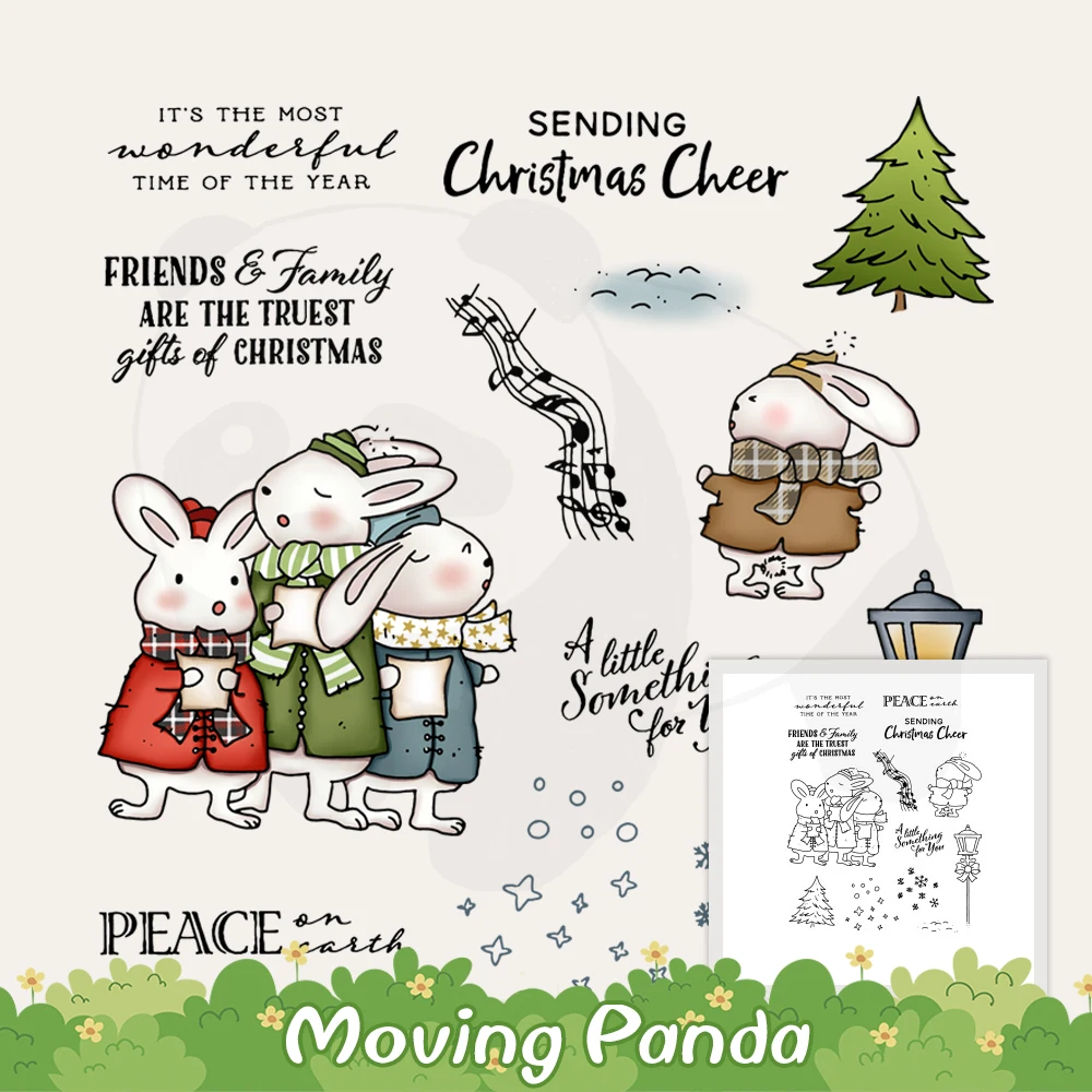 

Adorable Rabbits DIY Metal Cutting Dies Clear Stamp Set 2022 Winter Christmas Scrapbooking Cut Dies Stamps For Cards Crafts