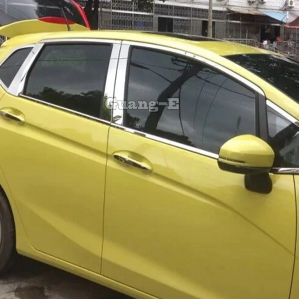 

Наклейка на корпус автомобиля из нержавеющей стали, украшение для стекла, стойка, средняя колонка, полоса, отделка, капоты для Honda Fit Jazz 2014 2015 ...