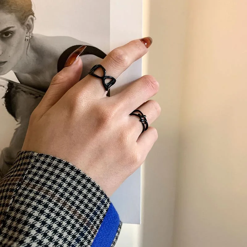 

Набор колец для женщин и девушек с разноцветными геометрическими фигурами, простая цепочка, кольца на палец, новинка 2022, бижутерия, подарки, ...