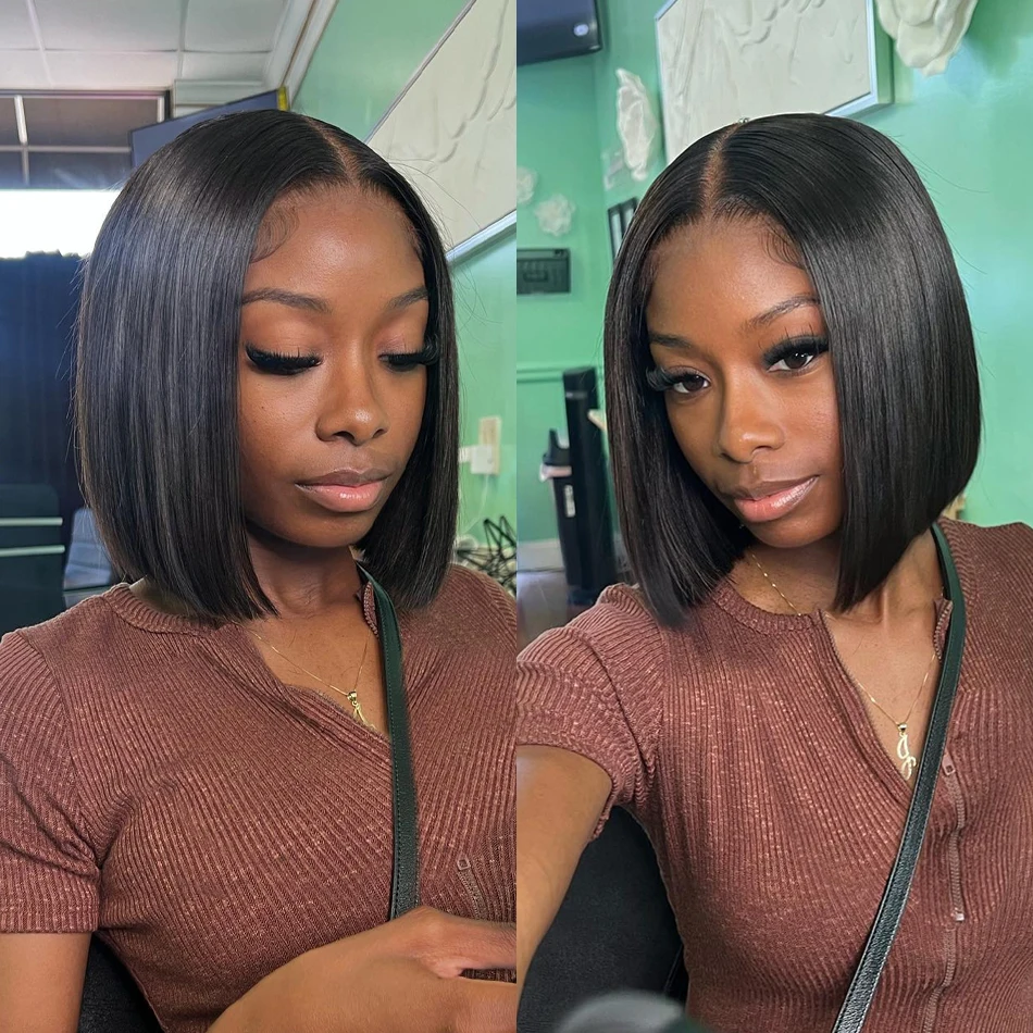 

13x4 Lace Front Human Hair Wigs 13X6 Straight Short Bob 4x4 Closure Brazilian Pre Plucked Baby Hair Frontal Wigs 180%