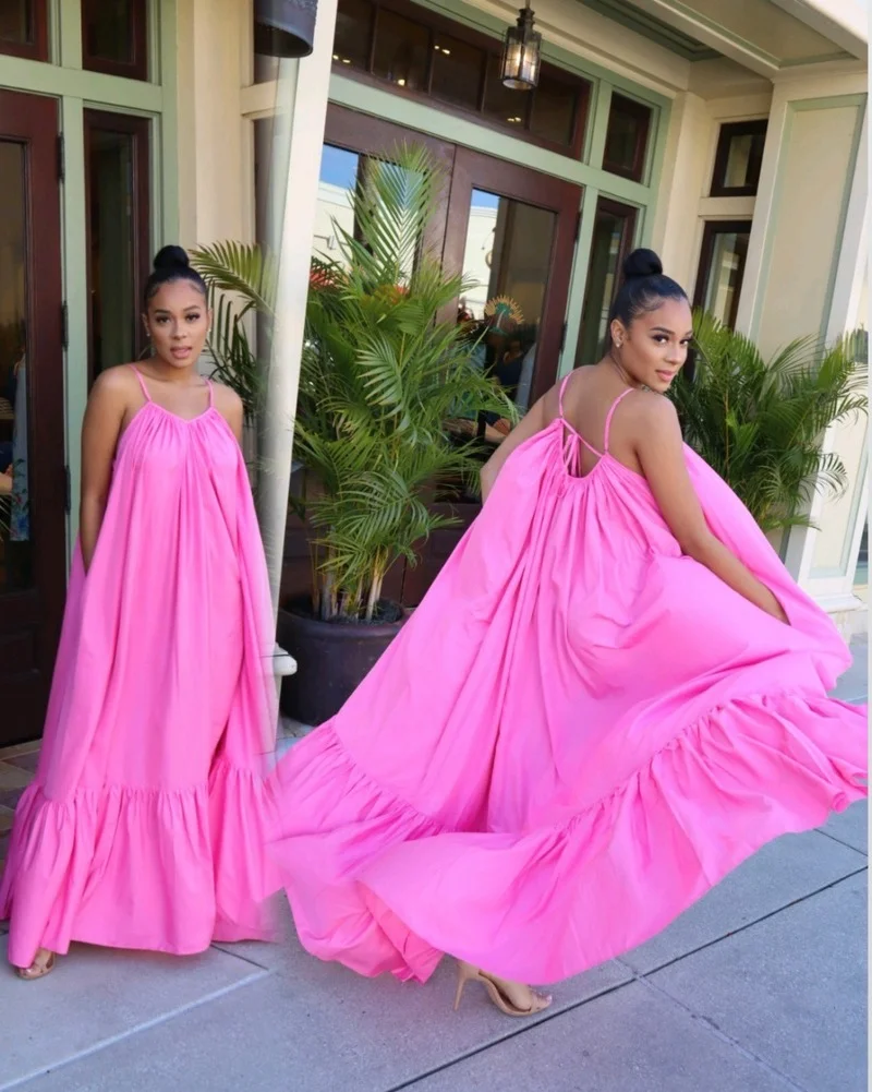 

2022 Dresses Women Summer Loose Dress Holiday Sexy V Neck Spaghetti Strap Sundress Dress Casual Vestidos Robe New Elegant 22445