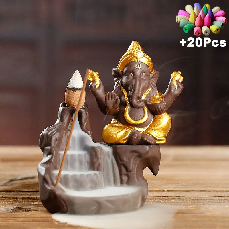 

Backflow Incense Burner Elephant Emblem Auspiciousr Gift Success Ceramic Cone Censer Home Decor Incense Stick Holder Decoration
