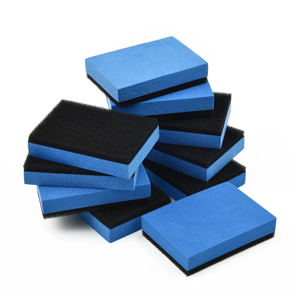 

10pcs Car Ceramic Coating Sponge Glass Nano Wax Coat Applicator Polishing Pads Blue + Black Easy To Scrub Parts