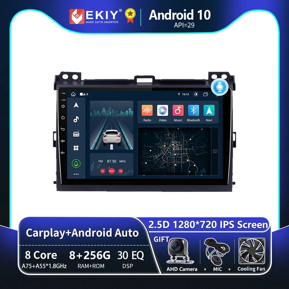 

EKIY T8 8G 256G For Toyota Prado Land Cruiser 120 2004 - 2009 Car Radio Multimedia Video Player Navigation GPS Auto No 2 Din DVD