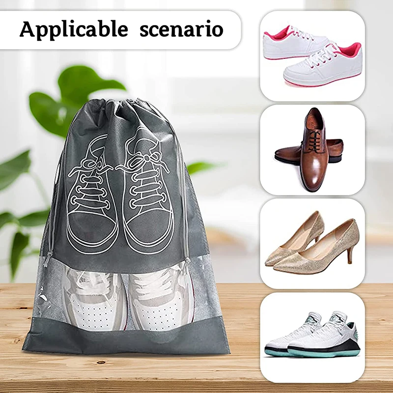 

Shoes Storage Organizer Bags Non-woven Travel Portable Closet Bag Waterproof Pocket Clothing Tranparent Hanging Bag