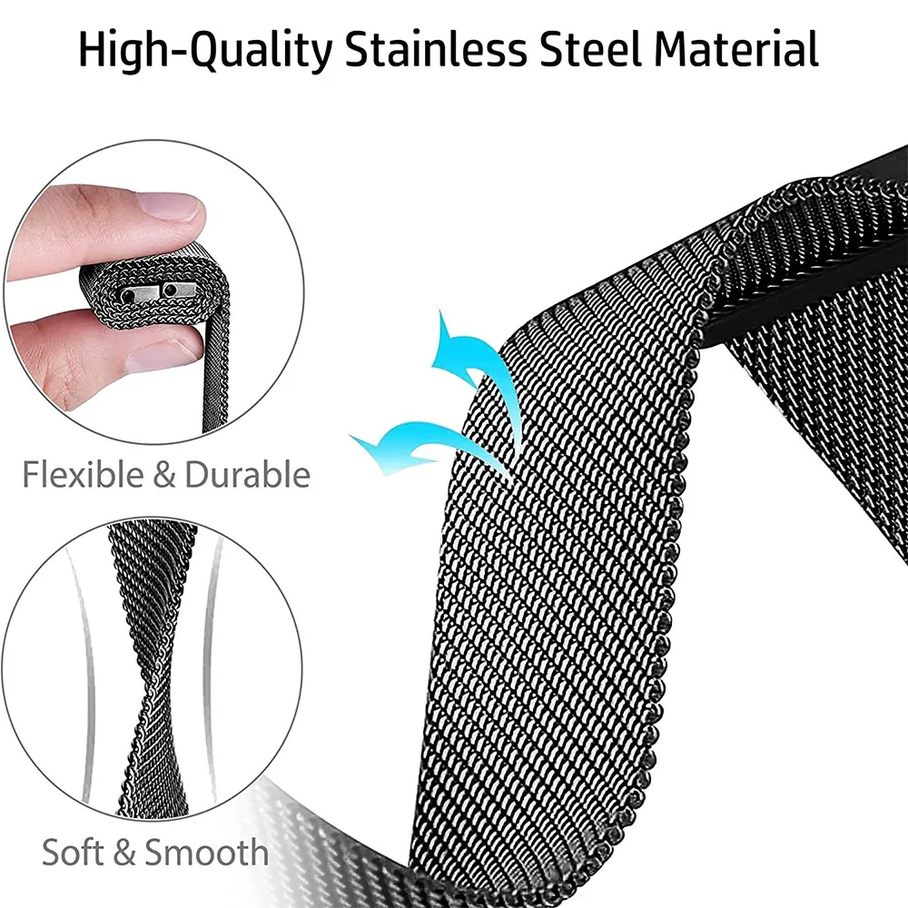 Milanese Loop Strap For Apple Watch Band 44mm 40mm 45mm 41mm 42mm 38mm 45 44 mm Bracelet iWatch Series 3 4 5 6 SE 7 8 Ultra 49mm