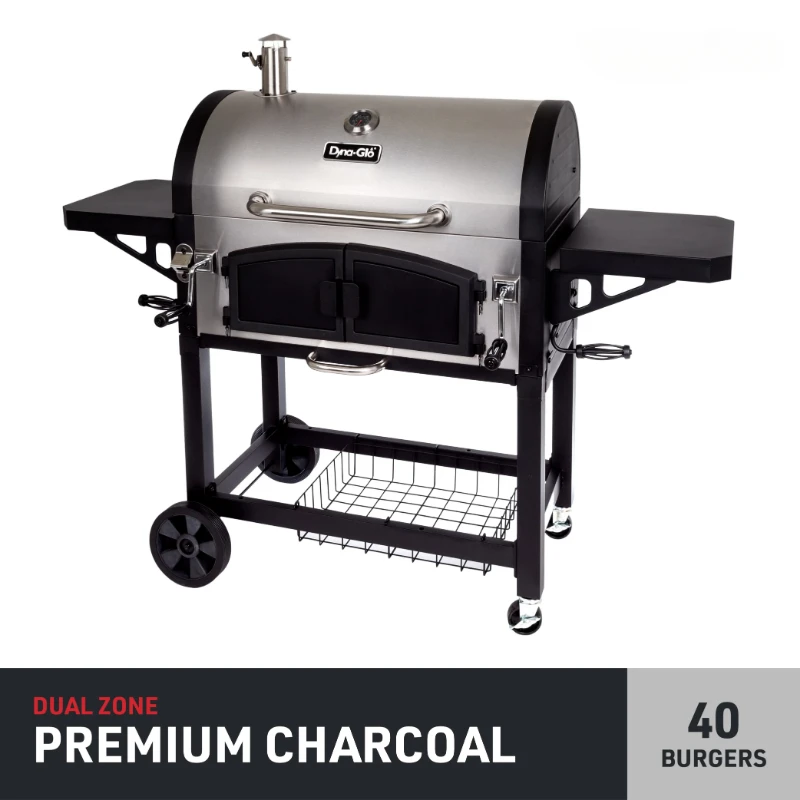

Dyna-Glo DGN576SNC-D Dual Chamber Stainless Steel Charcoal BBQ Grill