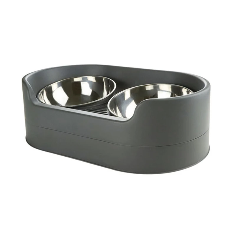 

Y5LE Double Dog Bowl Raised Stainless Steel Water and Food Bowls Set Holder Stand