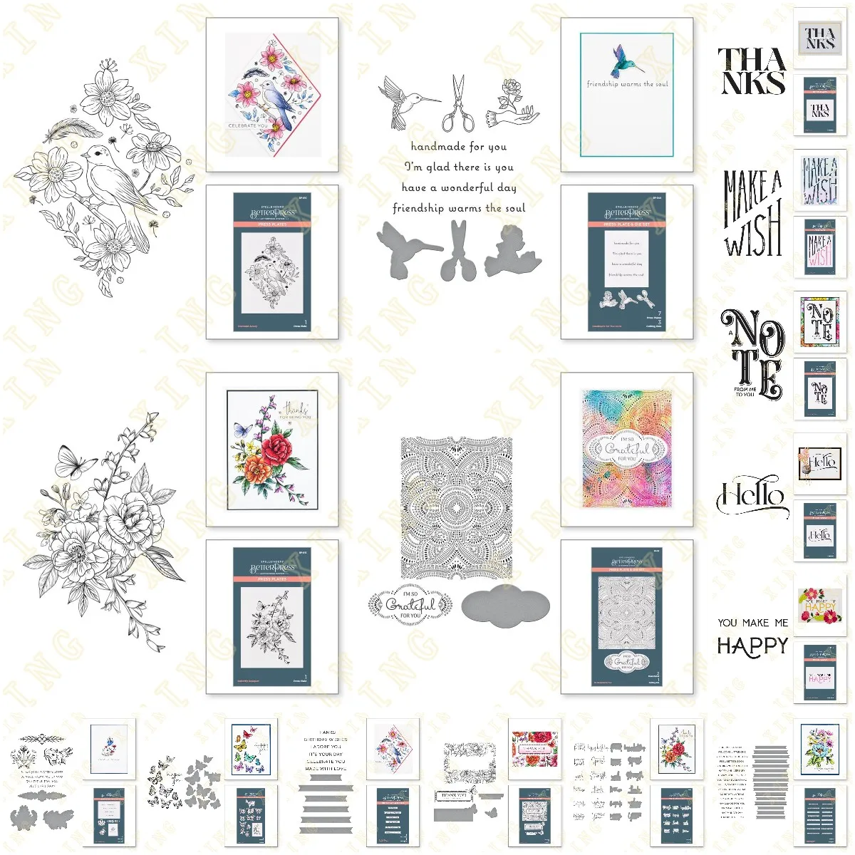 

New Butterfly Garden Hello Press Solid Hot Foil Plate Scrapbook Diary Decoration Embossing Template DIY Greeting Card Handmade