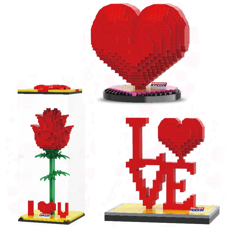 "Алмазный цветок сердце любовь модельные конструкторы подарок на День Святого Валентина Романтические микроигрушки Для девочек"