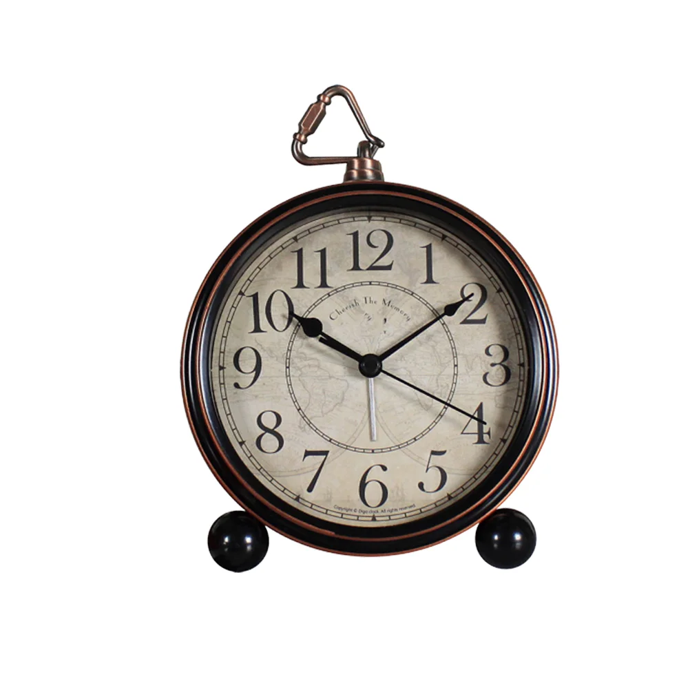 

1pc Retro Alarm Clock Mute Metal Alarm Clock Desktop Alarm Clock for Home Without Battery