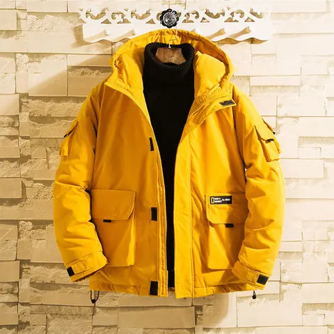 Новинка 2022, мужские зимние куртки с капюшоном YASUGUOJI в стиле сафари, утепленные мужские зимние куртки и пальто с хлопковой подкладкой