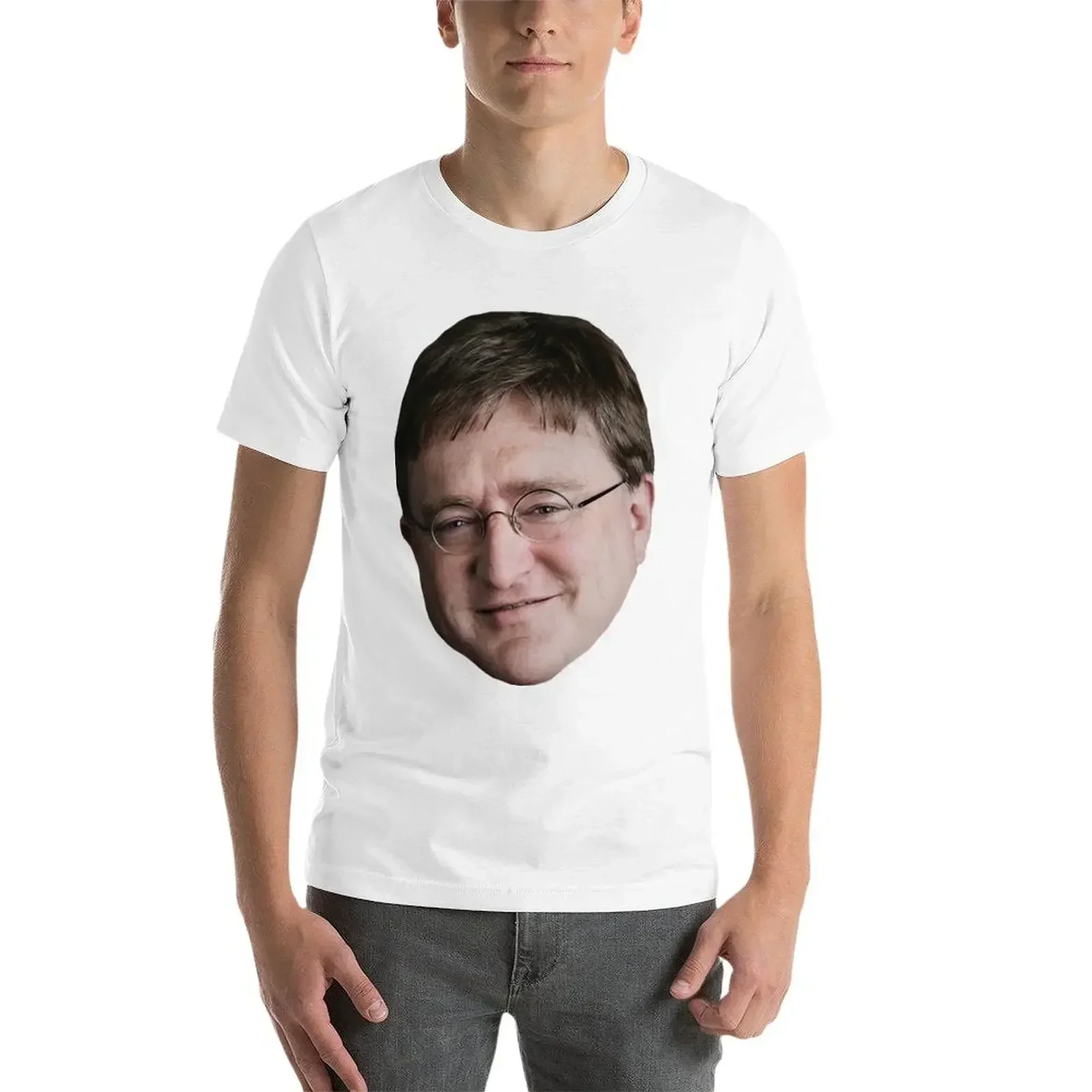 Фото Футболка с мемом Gaben - Gabe Newell, индивидуальный дизайн, корейская модная футболка для мужчин. №3
