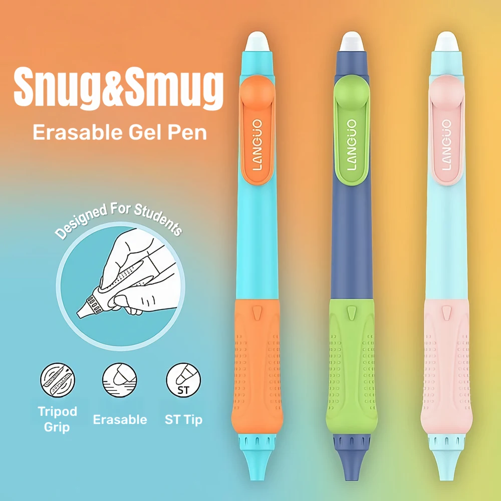 

3PCS Snug&Smug Erasable Gel Pen - Soft Tripod Grip Support - Smooth & Precise Writing - School Supplies Students Stationery