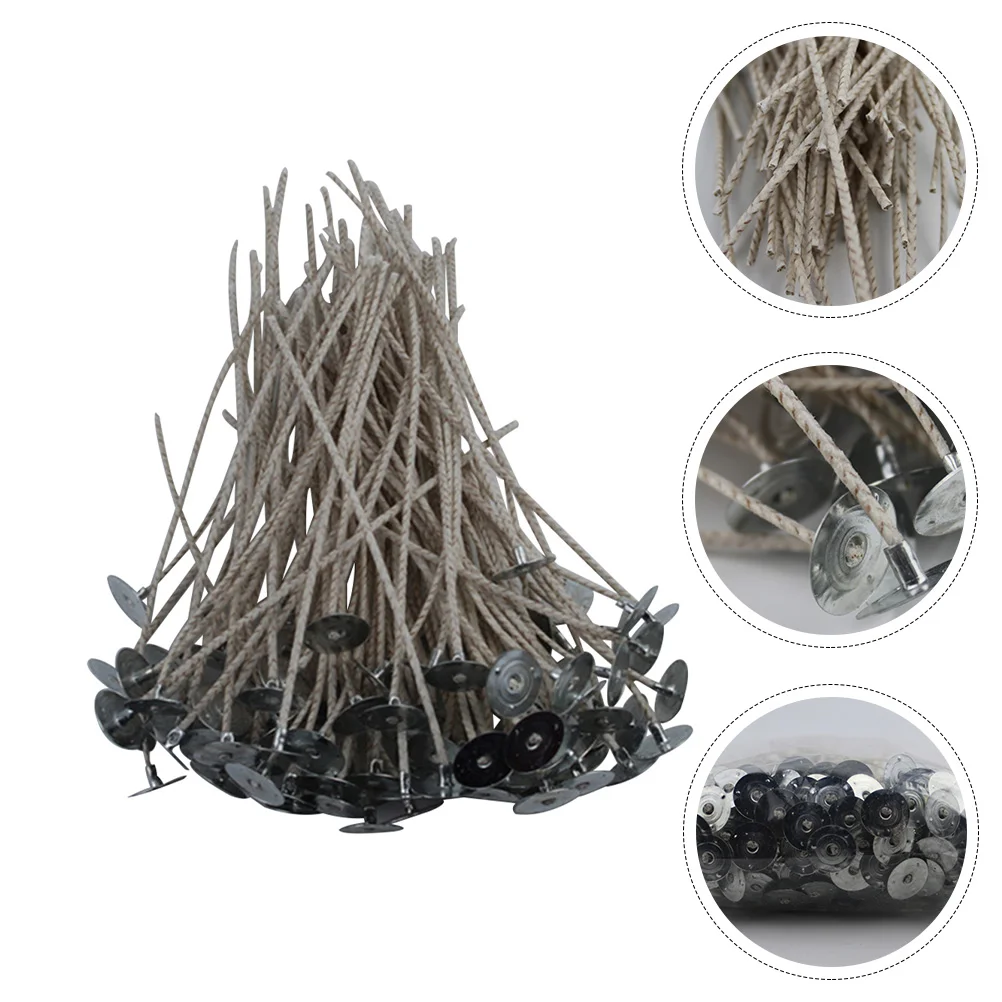 

200 Pcs Wick Base Sustainer Tabs Wicks Tools Fiberglass Metal Accessory Replacement Candlemaking Soybean Wax Suite