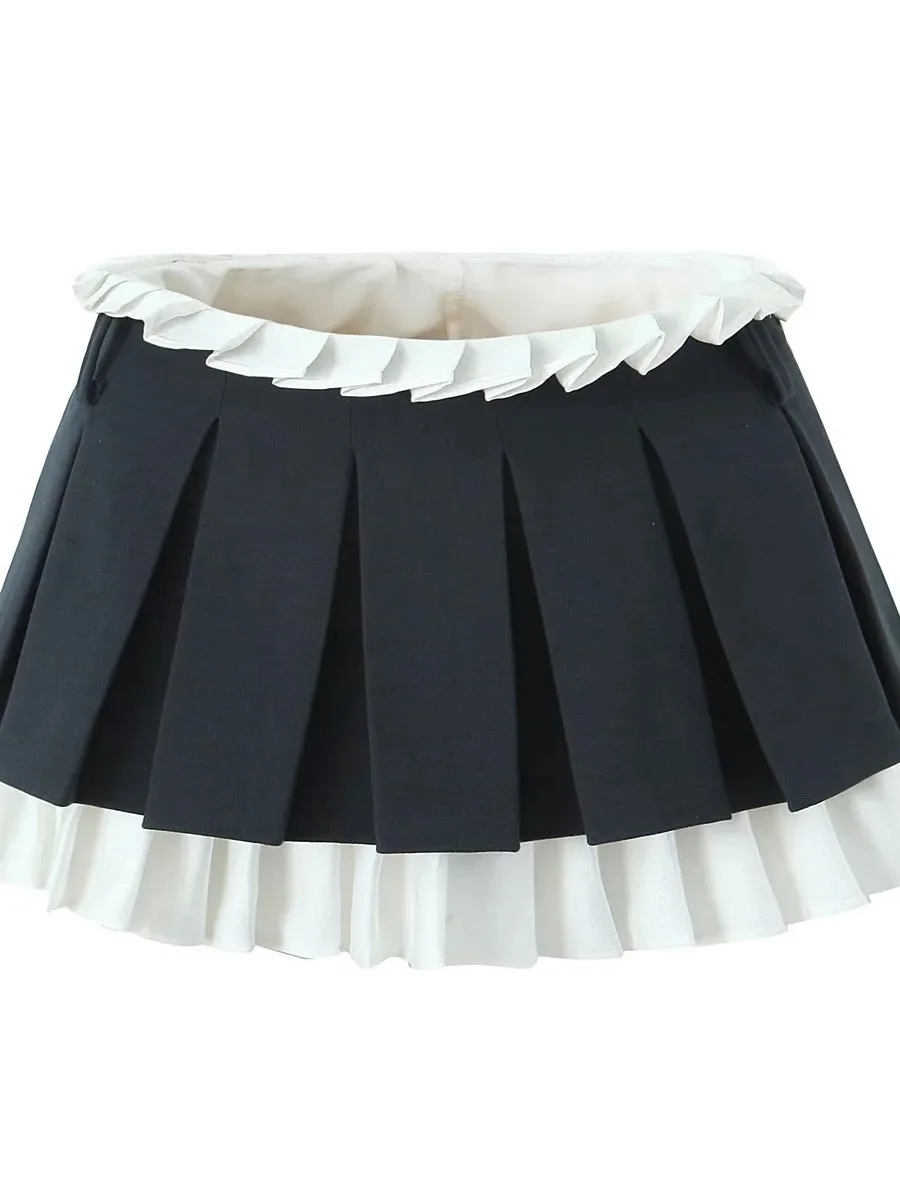 Стильная плиссированная юбка с высокой талией в американском стиле для женщин