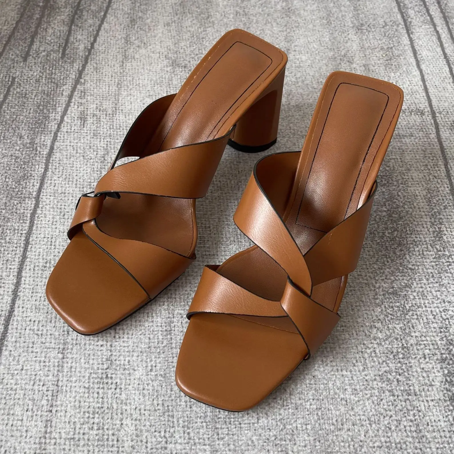 

Женские босоножки на высоком квадратном каблуке, летние туфли больших размеров 35-42, 2023