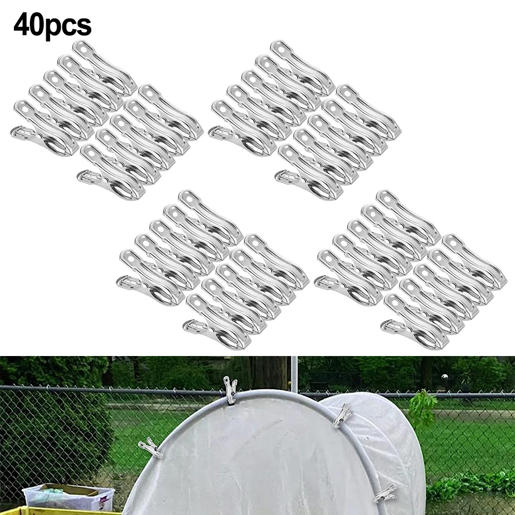 

40 PCS Garden Clips Greenhouse Stainless Steel Greenhuose Clips For Fasten Plant Netting Films Garden Supplies