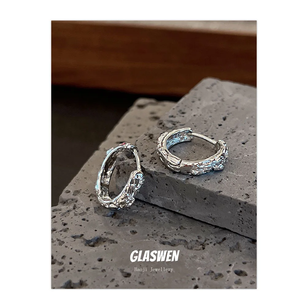 

Серьги-кольца из лавового металла неправильной формы для мужчин и женщин, модные серьги в стиле хип-хоп и панк, ювелирные изделия для молоды...