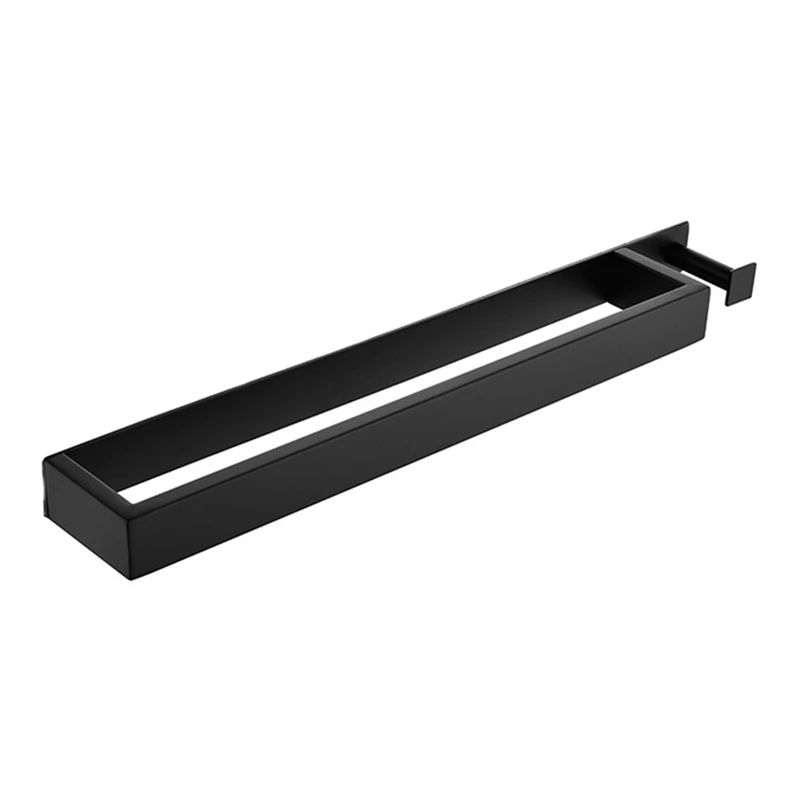 

Bathroom Toilet Towel Rack With Hook, Wall Mounted Towel Rack, Stainless Steel Matte Black Towel Rack