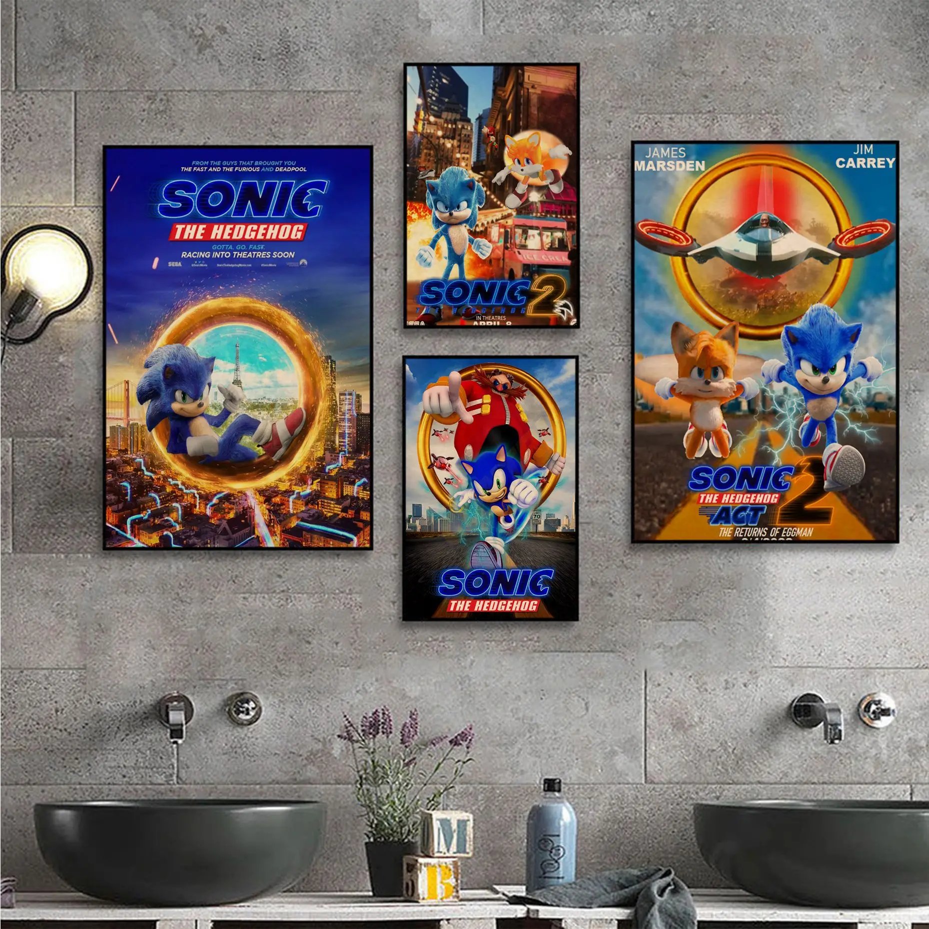 

BANDAI Sonic The Hedgehog 2 Classic Movie Posters For Living Room Bar Decoration Vintage decorative painting