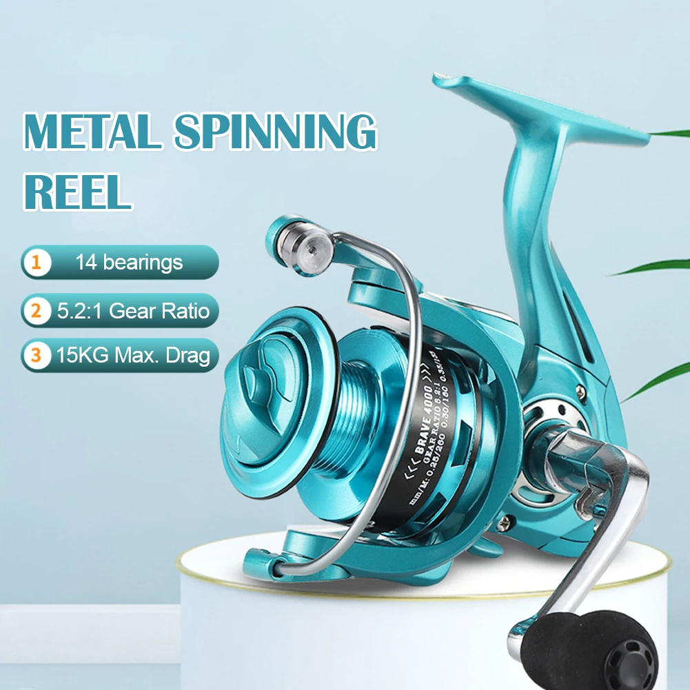 

Lightweight Fishing Reel 2000-7000 series Spinning Reel 15KG Max Drag 5.2:1 Gear Ratio Carp Freshwater Saltwater Fishing Tackle