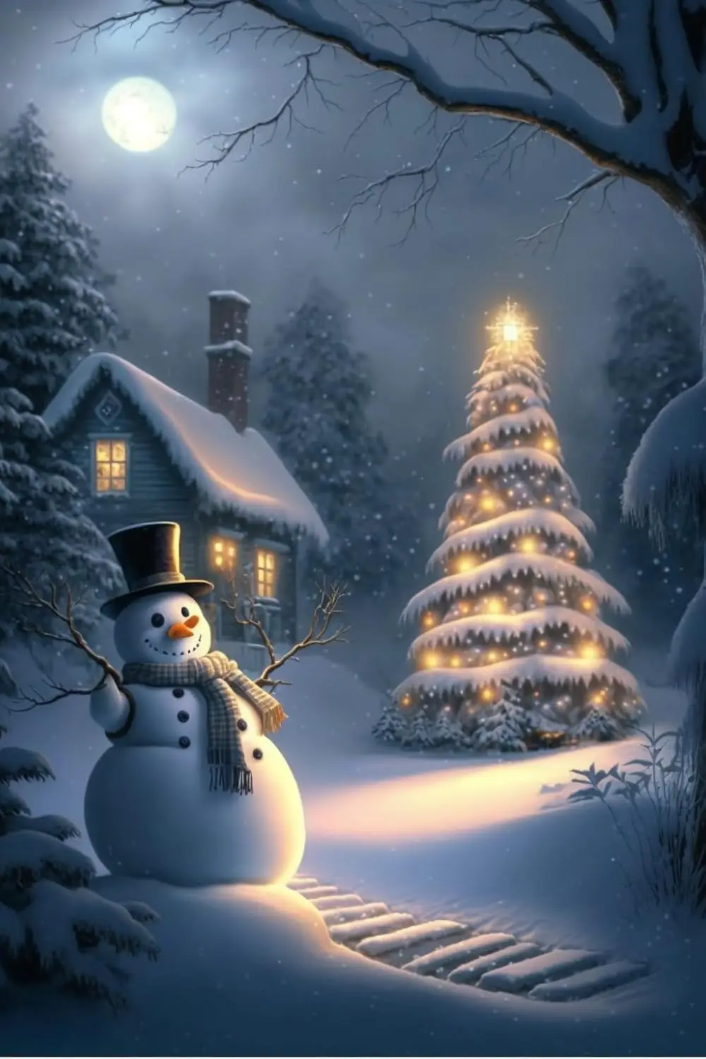 QXTUDC Wll Decor Chrstms Tn Sgn Snowmn nd ts Nght Плакат Pntng Vntge Home Br Club Street Grge Ретро 24x