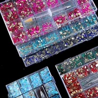 1box mix 20 styles flatback rhinestone in grids crystals 3d nail art flat back stones gems 1 pick pen in clear big box h