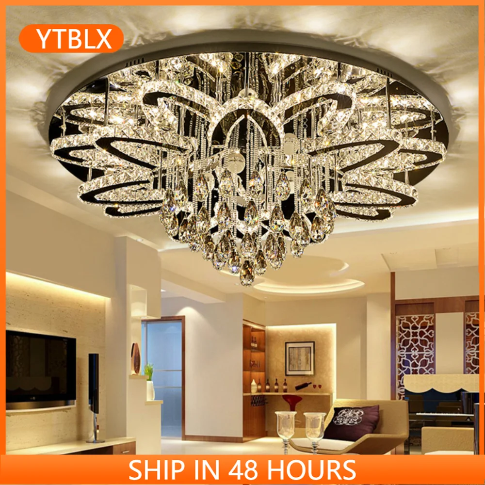 

Modern Luxury Dimmable Led Chandelier Living Room Lustre K9 Cristal Led Ceiling Chandelier Lighting Chrome Led Lamp Fixtures