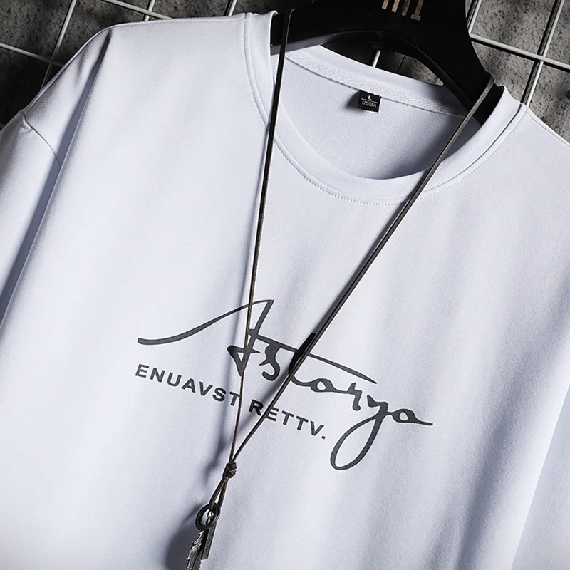 Men's T-shirt + Shorts Set Summer Breathable Casual T shirt Running Set Fashion Harajuku Printed Male Sport Suit 2023 New