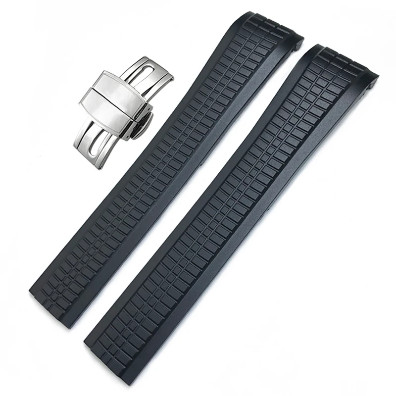 

Watchband for Patek Aquanaut Philippe strap 5164A 5167A Black Blue Soft Rubber Curved End Bracelets 21mm