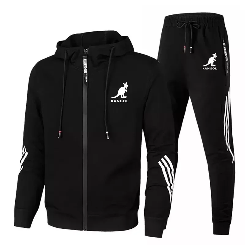 

Kangools Men Zipper Hoodies Sweatshirt+Sweatpants Suit 2023 Spring Autumn Thin Tracksuit Sets KANGAROO Men's Hooded Sportswe