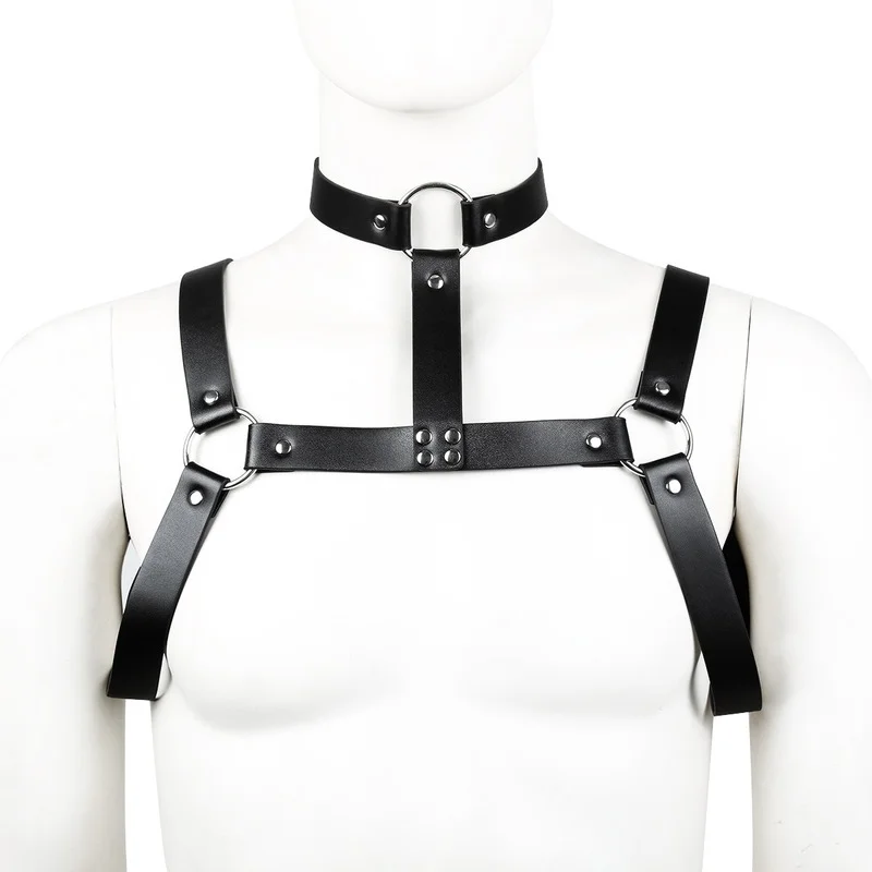 

BDSM Men's Leather Clothing Sexy Clothes Props Fetish Harness Adult Toy Gay Erotic Sex Games Chastity Slave Restraints Bondage