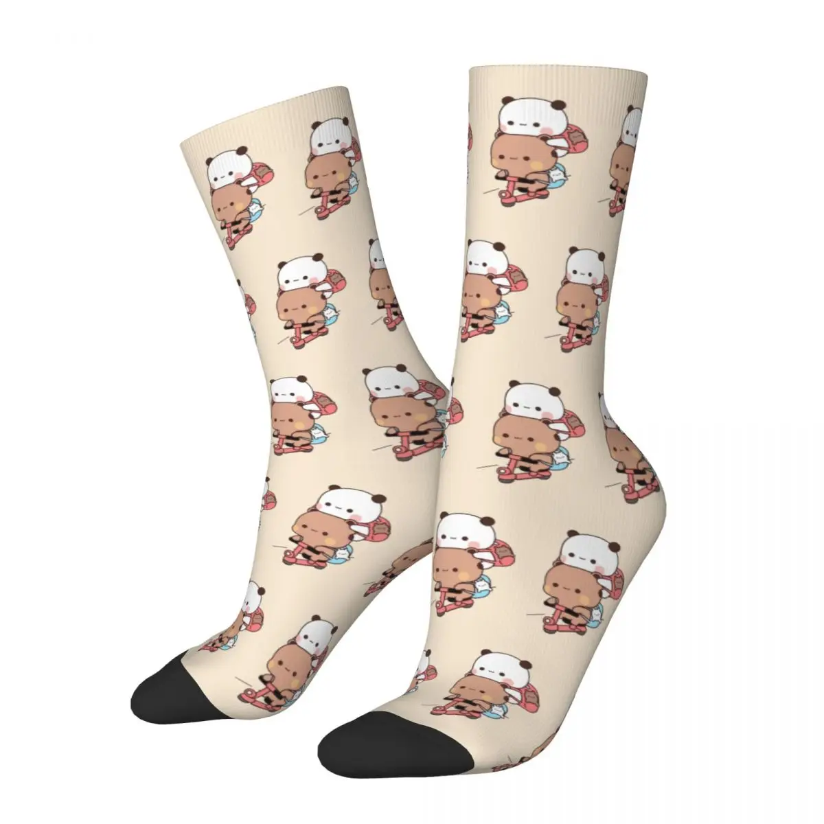 

Funny Skating Bubu Dudu Basketball Socks Cartoon Bear Polyester Middle Tube Socks for Unisex Sweat Absorbing