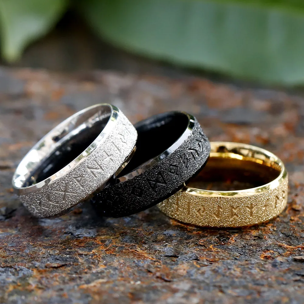 

2023 New Creative Style 316L Stainless Steel Viking rune Ring For Men Fashion Biker Shining Jewelry Gift free shipping
