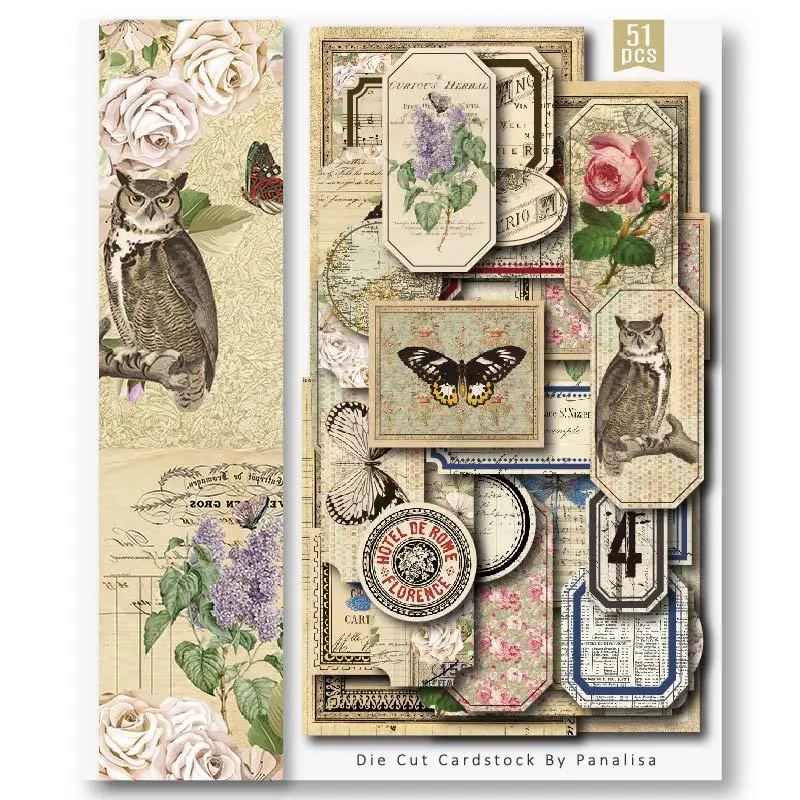 

51 шт. ретро-этикетка бабочка цветок Материал Упаковка Сделай Сам Скрапбукинг коллаж мобильный дневник альбом декор PC2110B