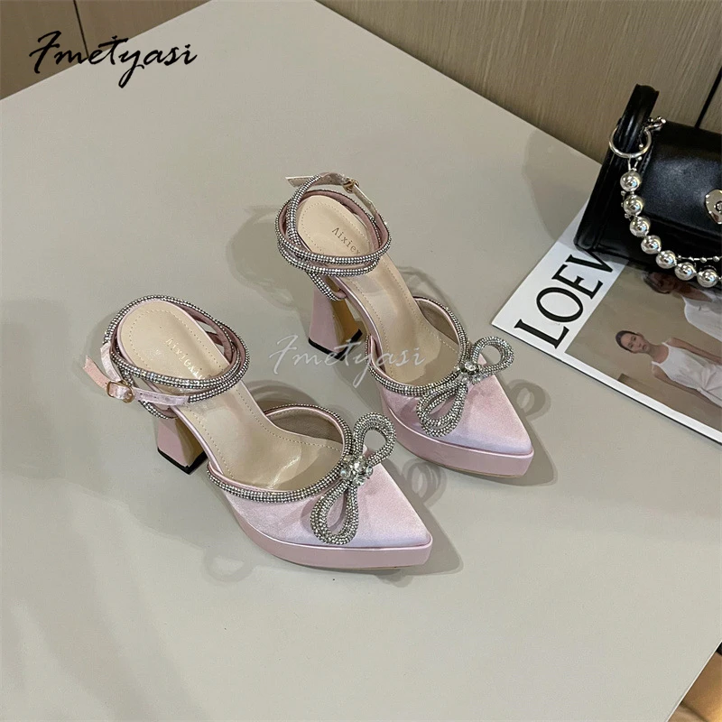 Woman Heels Pointed Toe Summer Fashion 2023 Best Selling Butterfly Platforms Pumps Black Sole Stiletto Hill Elegant Luxury Shoe