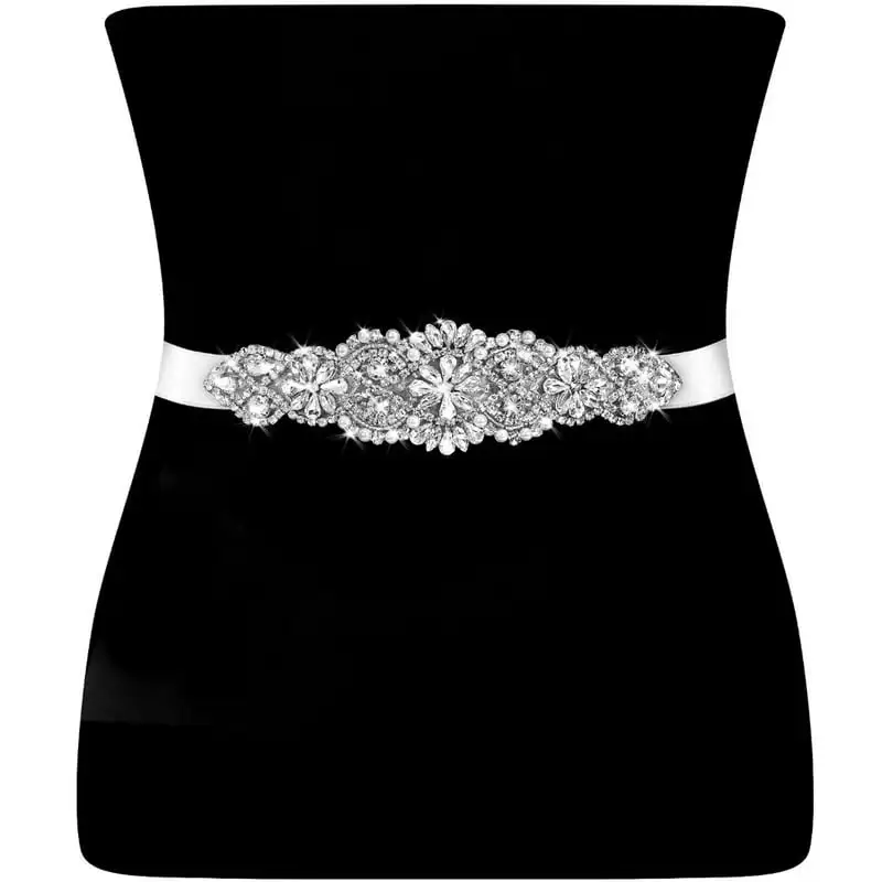 Bridal Belts Crystal Rhinestone Prom Belt Bridesmaid Gown Sash for Women Dress Matching