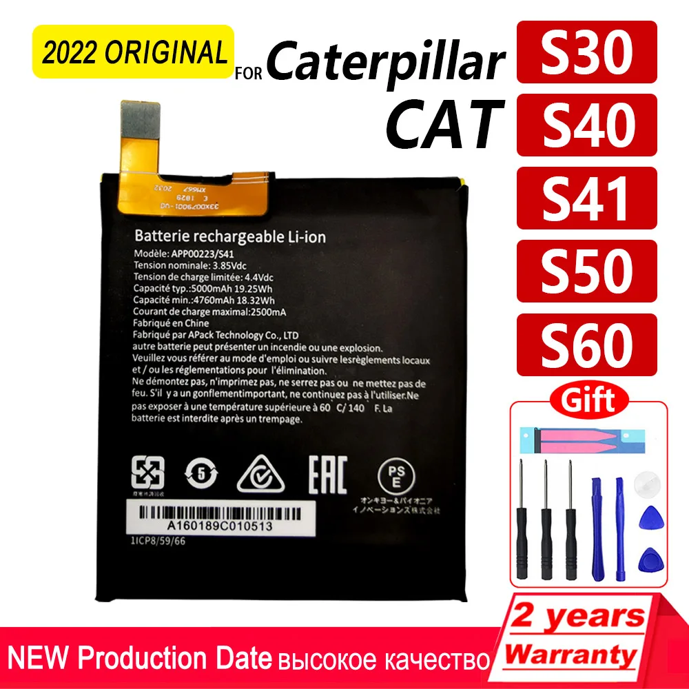 100% Original For Caterpillar Cat S60 S50 S40 S30 APP-12F-F57571-CGX-111 High quality Batteries With Tools+Tracking Number
