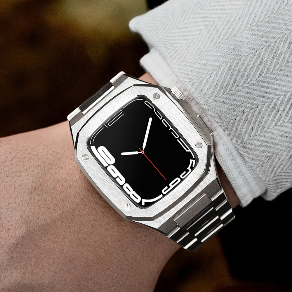 Корпус и ремешок из нержавеющей стали 316L для Apple Watch Series 7 6 5 4 SE 41 мм 44 мм 45 мм, комплект для модификации Royal Oak (винты CG88-4)
