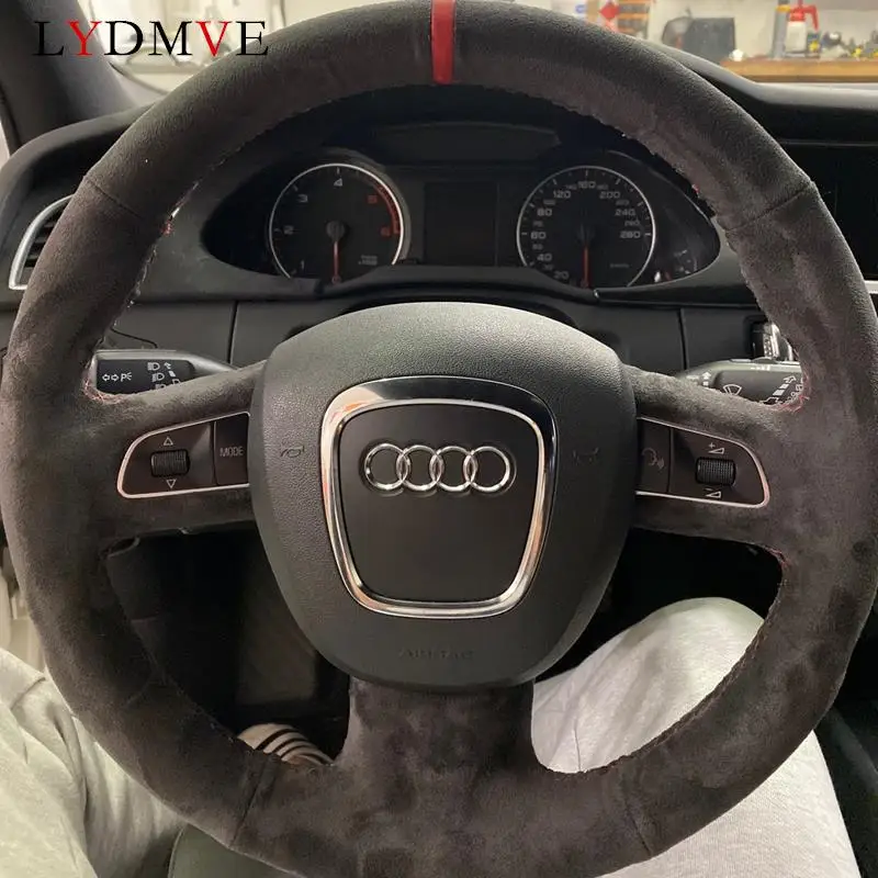 

Замшевая оплетка черного цвета для Audi A3 8P Sportback A4 B8 Avant A5 8T A6 C6 A8 D3 Q5 8R Q7 4L S3 S4 S5 Seat Exeo