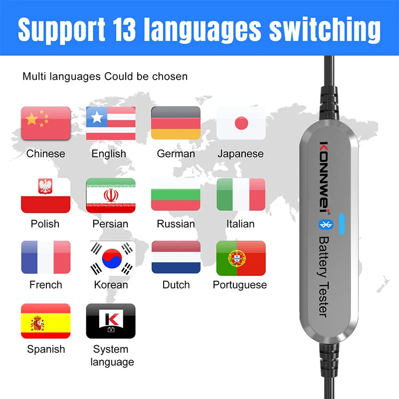Bluetooth-тестер автомобильных аккумуляторов BK100 12 В 100-2000 CCA 6 в |