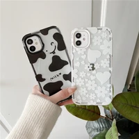 3 in 1 cute cartoon milk flowers phone cases for iphone 13 12 11 pro xs max xr 8 7 6s plus case soft tpu cover pc lens frame