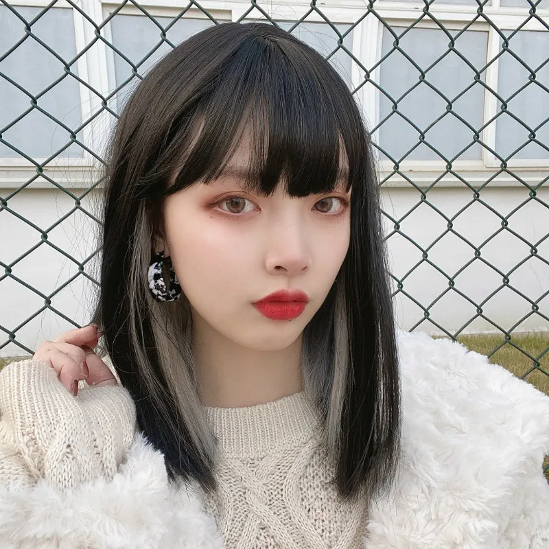 

Комикс челка парик для девочки короткие волосы головной убор Лиза с той же моделью умные подвесные уши окрашенные ключицы украшение для дев...